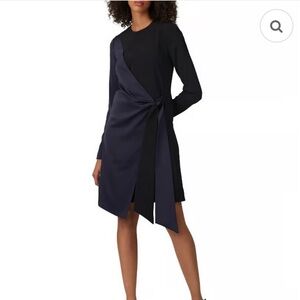 Victoria Beckham Black and Navy Long Sleeve Dress